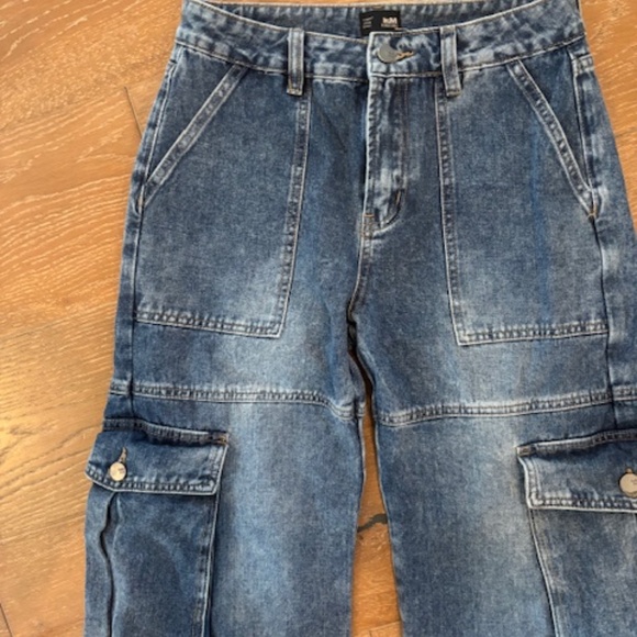 I&M BLACK LABEL Women’s Wide Leg CARGO POCKET Jeans High Waist Baggy/Loose Fit S - Picture 3 of 6